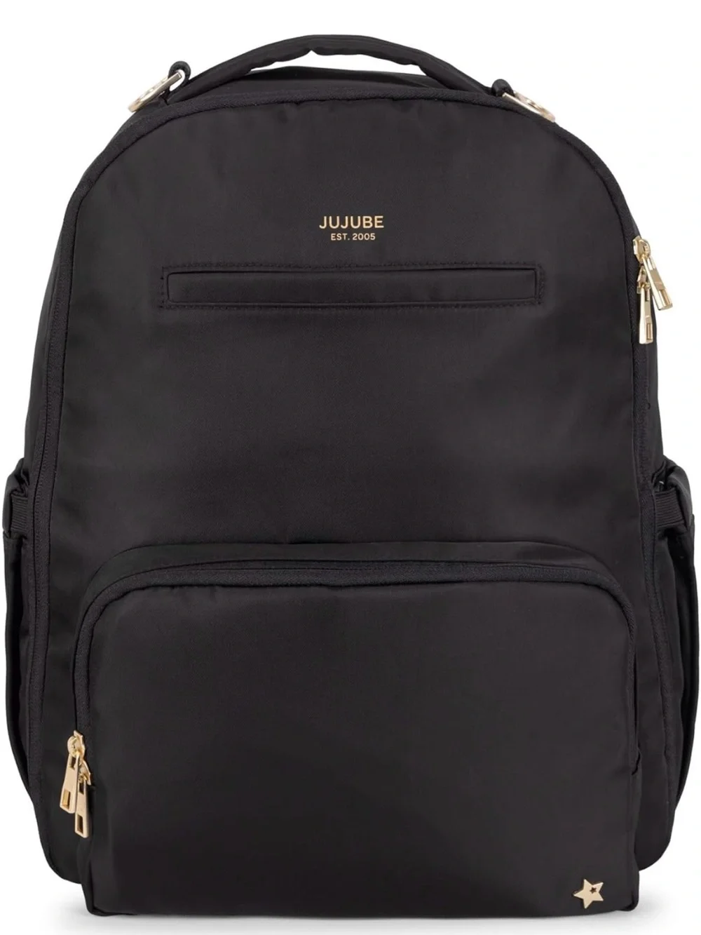 JuJuBe Black Backpack with Gold Hardware, and portable changing pad included